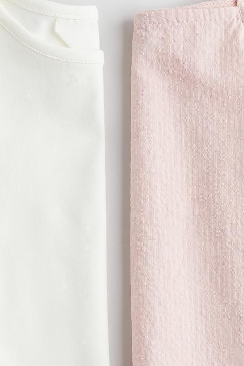 2-Piece cotton set - light pink & white 