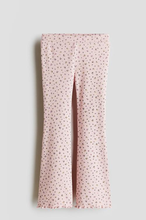 Flared leggings - light pink floral