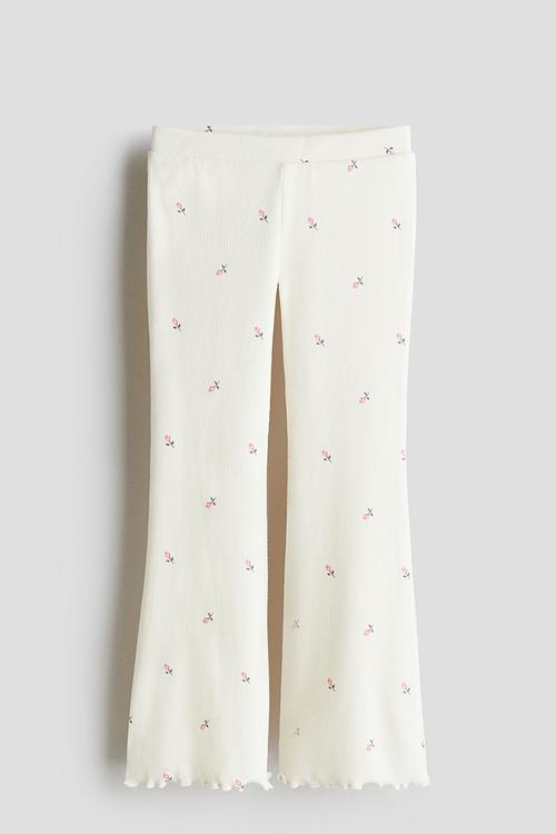 Flared leggings - white floral