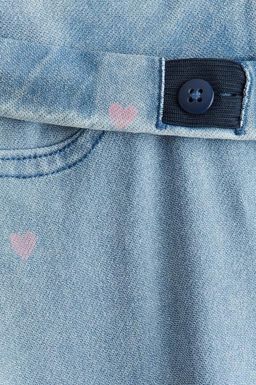 Wide denim-look trousers - light denim blue/hearts
