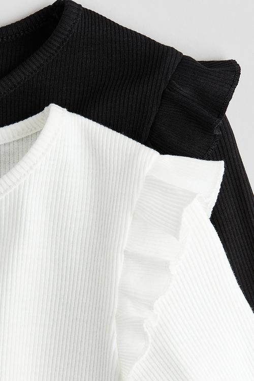 2-Pack ribbed cotton tops - white & black