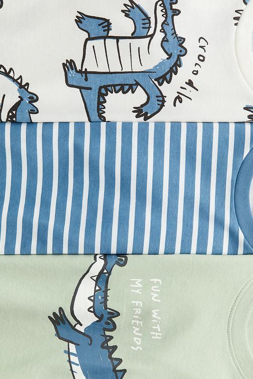 3-Pack printed T-shirts - light green crocodiles
