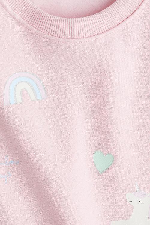 Printed brushed-inside sweatshirt - light pink unicorns