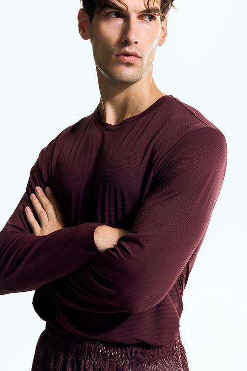 Long-sleeved sports top with drymove™ - light burgundy