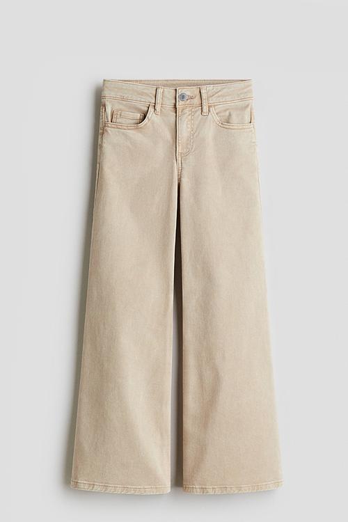 Wide leg twill trousers - light beige 