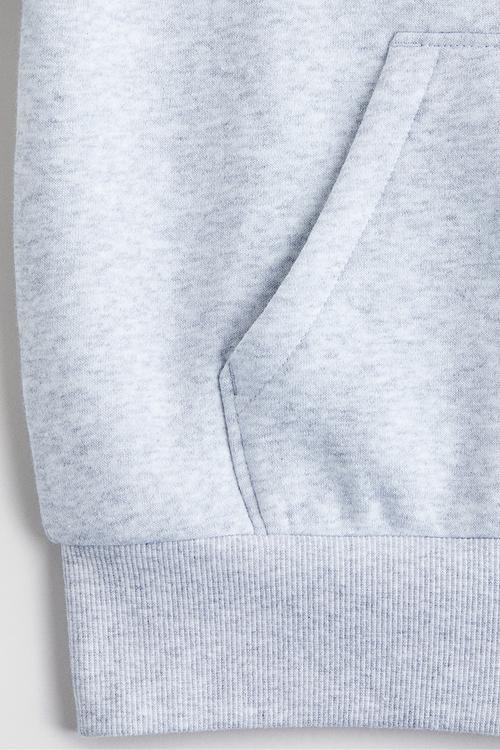 Motif-detail hoodie - light grey marl london