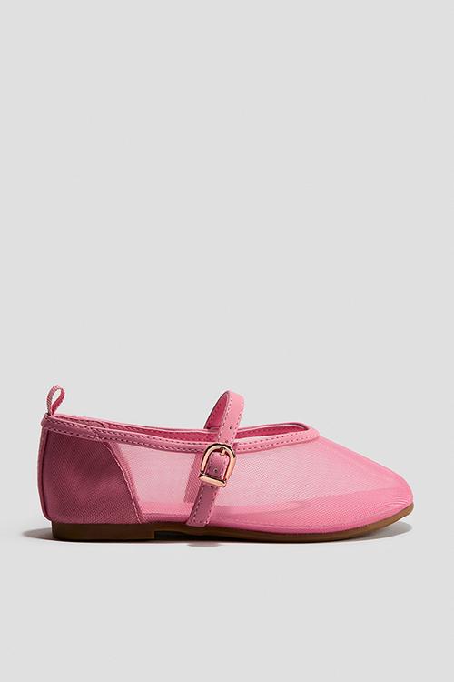 Mesh mary jane ballet flats - pink