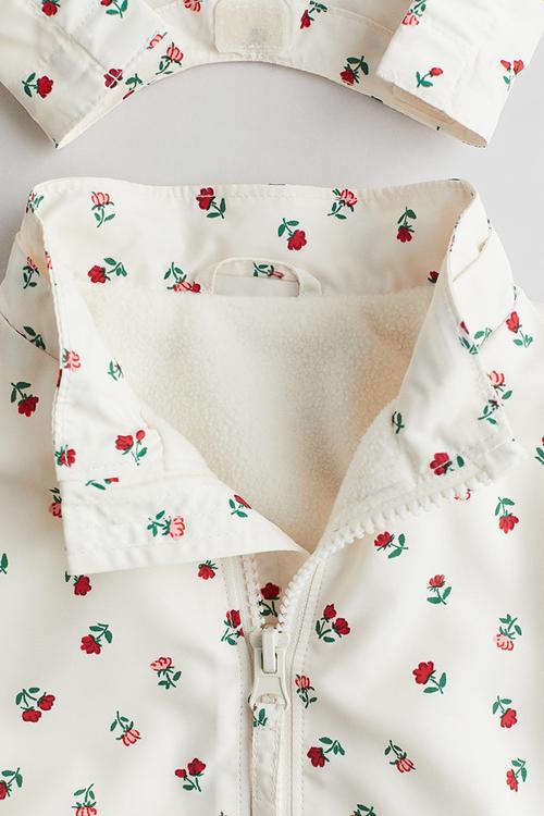 Fleece-lined jacket - cream/floral 