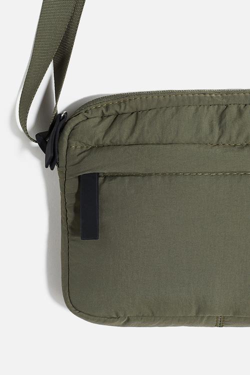 Nylon crossbody bag - dark green