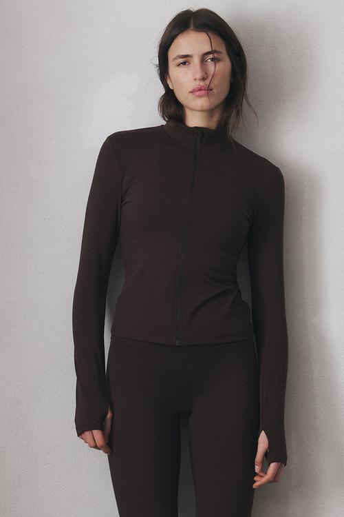 Zip-through sports jacket with softmove™ - brown