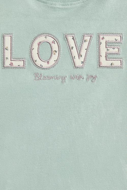 Motif-detail T-shirt - light green/love
