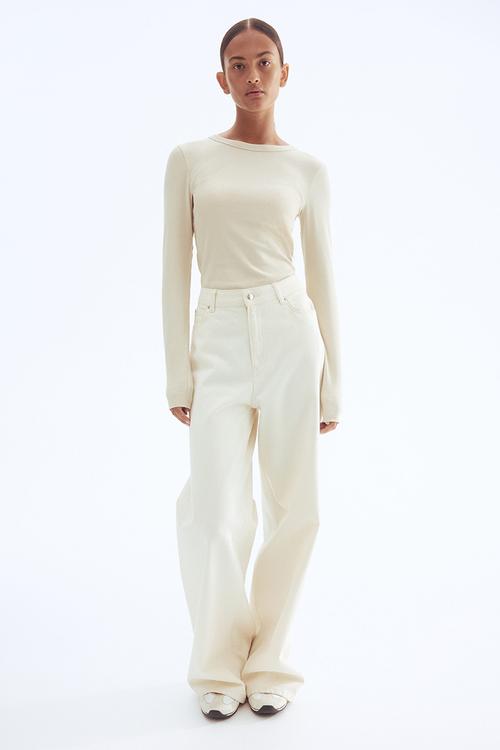 Ribbed top - light beige