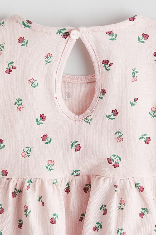 Frill-trimmed cotton dress - pink/floral 