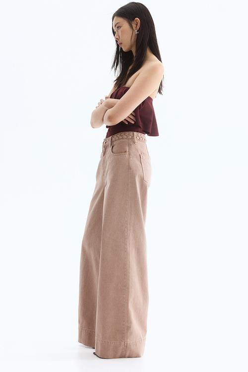 Wide high jeans - beige