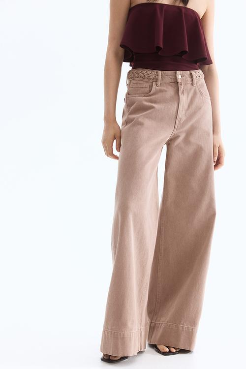 Wide high jeans - beige