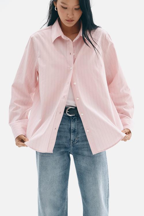 Poplin shirt - light pink/pinstriped
