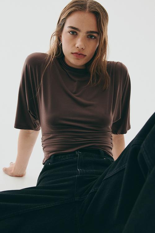 Draped top - dark brown