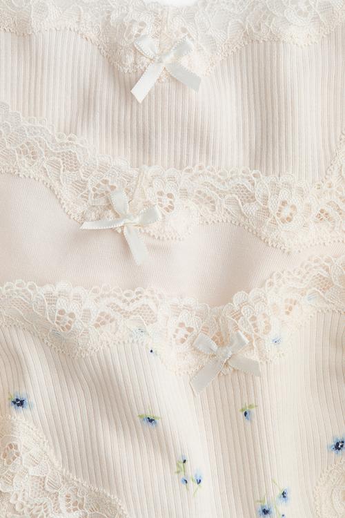 3-pack cotton and lace brazilian briefs - white