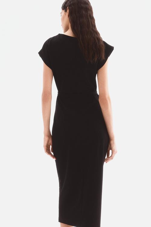 Draped belted dress - black
