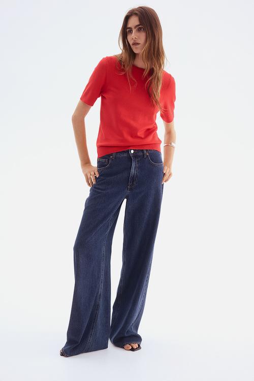 Fine-knit top -  bright red