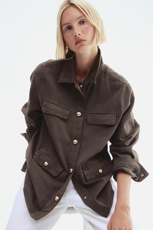 Twill utility jacket - dark khaki green