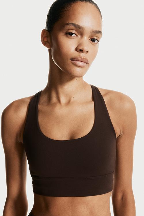 Medium support sports bra with softmove™ - dark brown