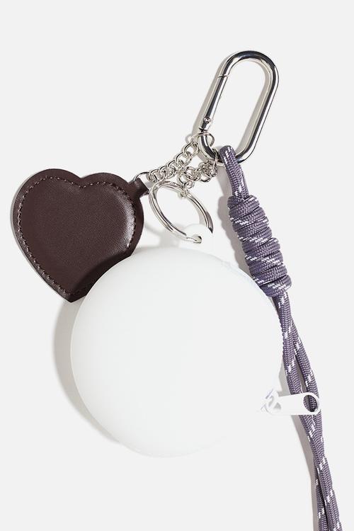 Bag charm - purple heart-shaped mirror