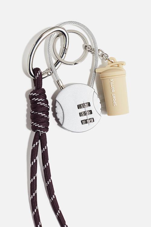 Bag charm - silver-coloured padlock