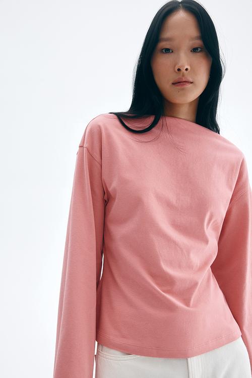Boat-neck cotton top - pink