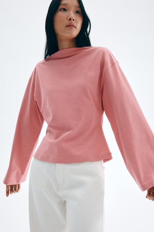 Boat-neck cotton top - pink