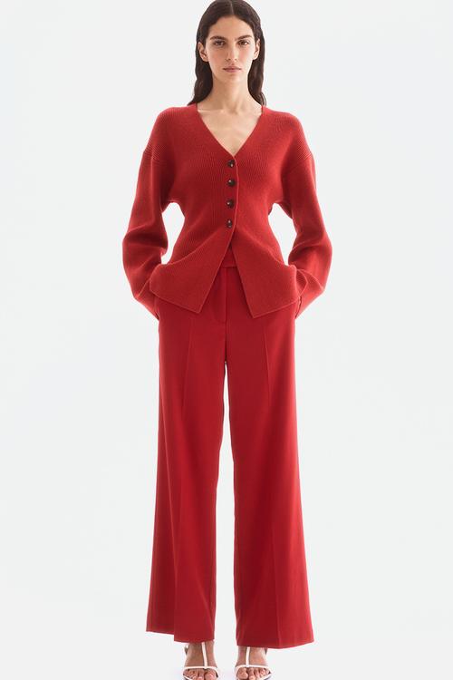 Straight trousers - bright red 