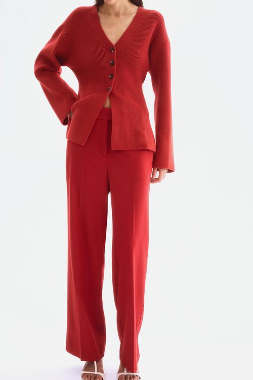 Straight trousers - bright red 