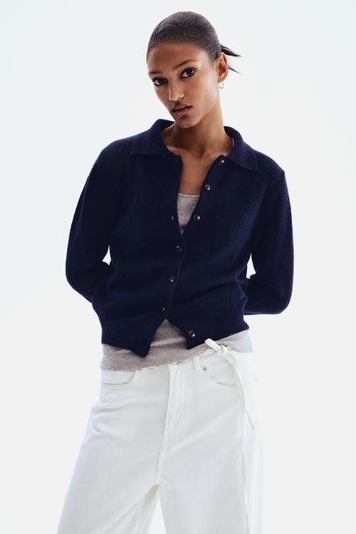 Collared cardigan - navy blue