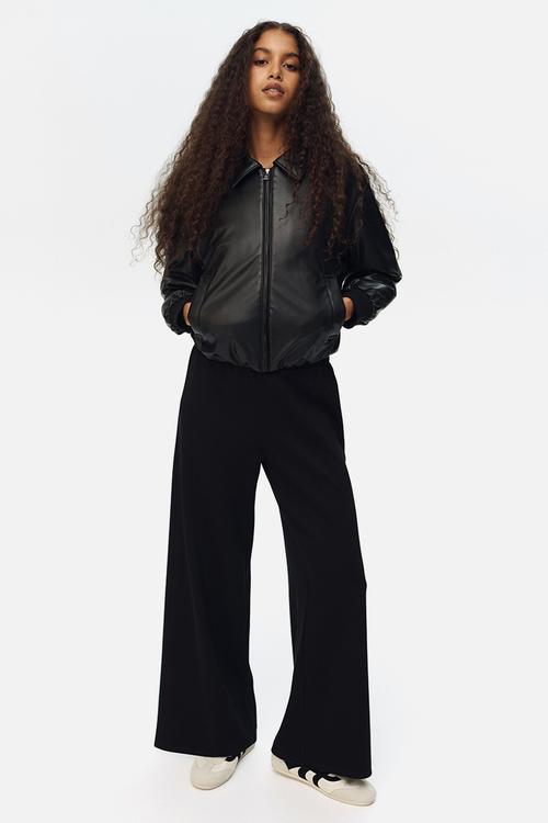 Wide pull-on trousers - black
