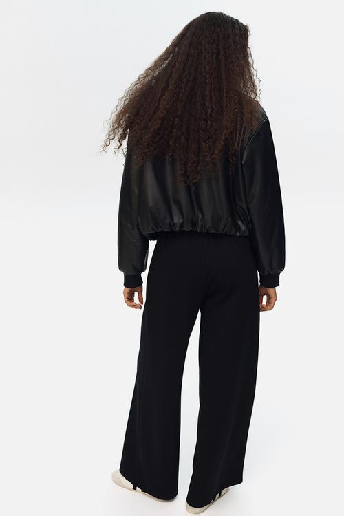 Wide pull-on trousers - black