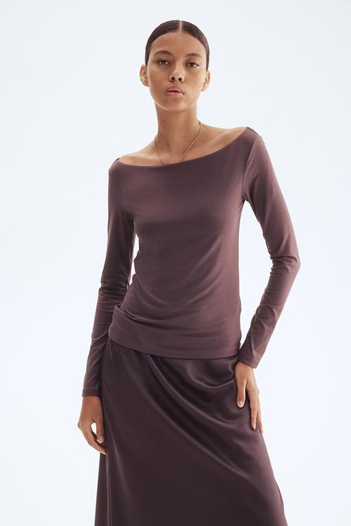 Boat-neck top -dark purple 