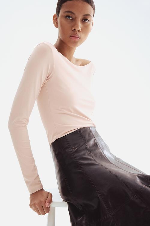 Boat-neck top - powder pink 