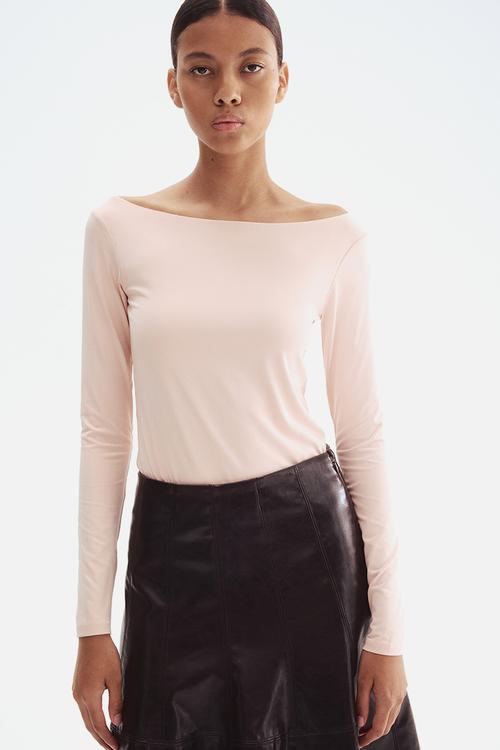 Boat-neck top - powder pink 