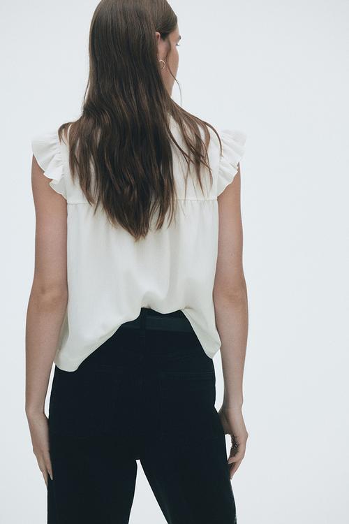 Crinkled top - white