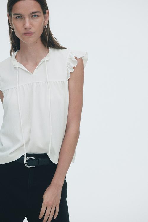Crinkled top - white