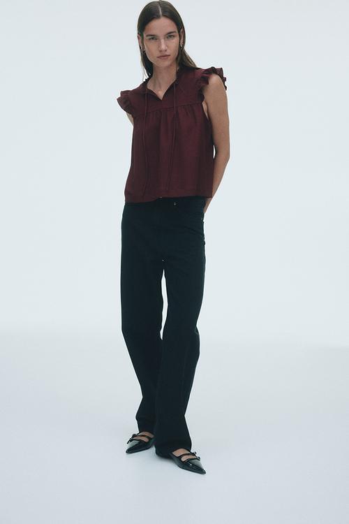Crinkled top - burgundy  