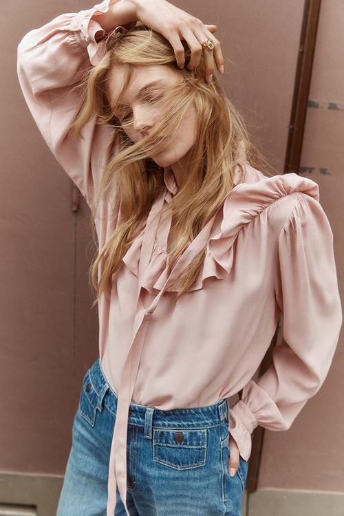 Frill-trimmed blouse - pink