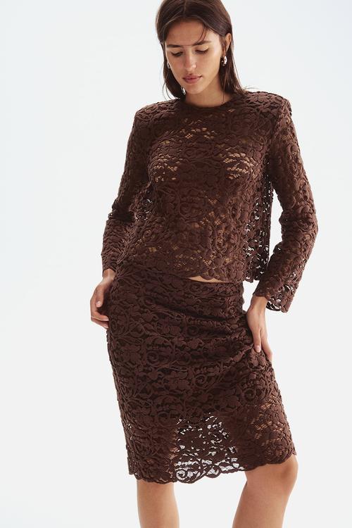 Lace skirt -  dark brown
