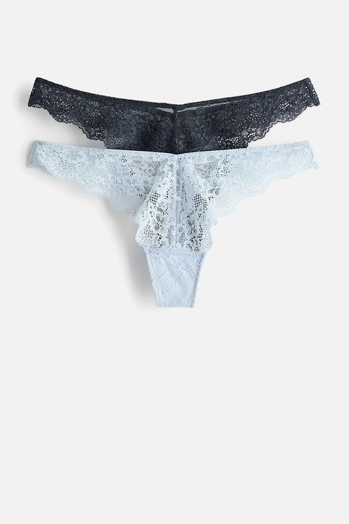 2-pack lace thong briefs - blue