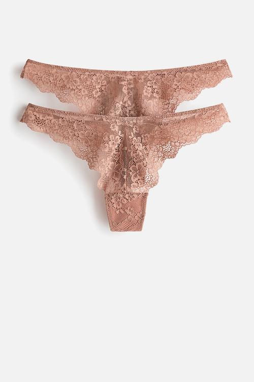 2-pack lace thong briefs - light brown 