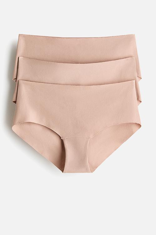 3-pack invisible cotton hipster briefs - beige