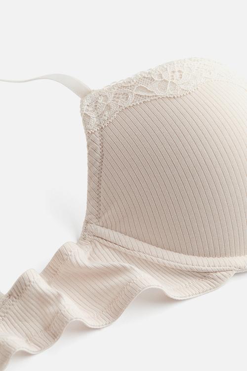 Ribbed jersey push-up bra - cream 