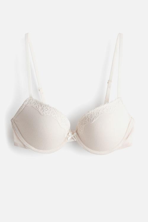 Ribbed jersey push-up bra - cream 