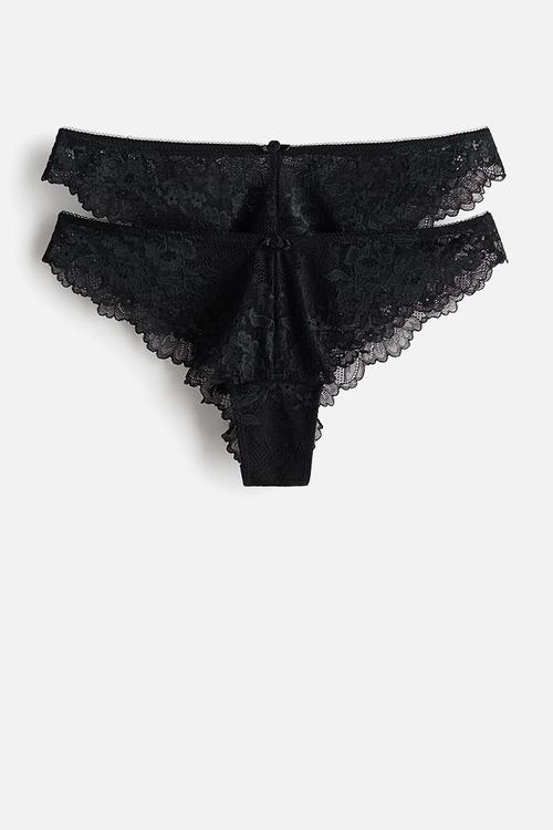 2-pack lace brazilian briefs - black