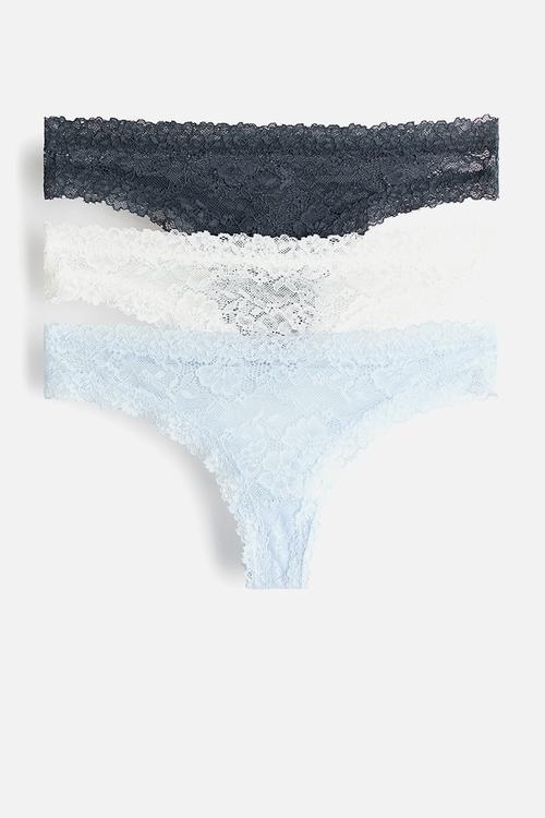 3-pack lace brazilian briefs - blue,white